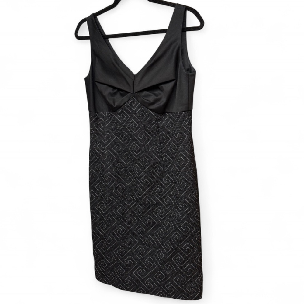 Etcetera Black Geometric Embroidered Sheath Dress - Size 6 - Picture 2 of 8